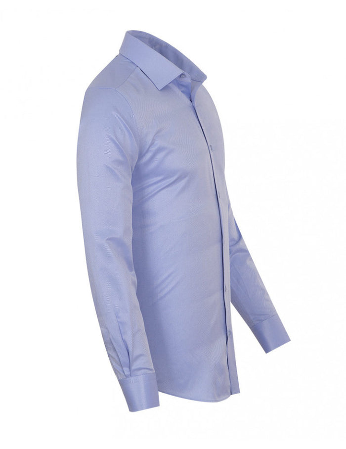 Blue Twill Classic Single Cuff Shirt-Makrom