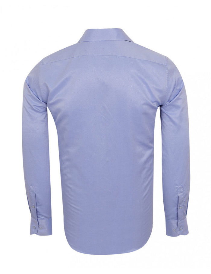 Blue Twill Classic Single Cuff Shirt-Makrom