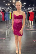 Bodycon Strapless Sequins Short Tight Corset Homecoming Dresses