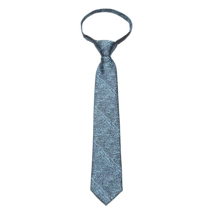 Boys Zipper Tie – Dusty Teal Zig Mist