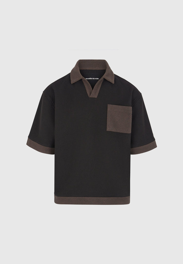 boxy-polo-shirt-with-crochet-detail-black