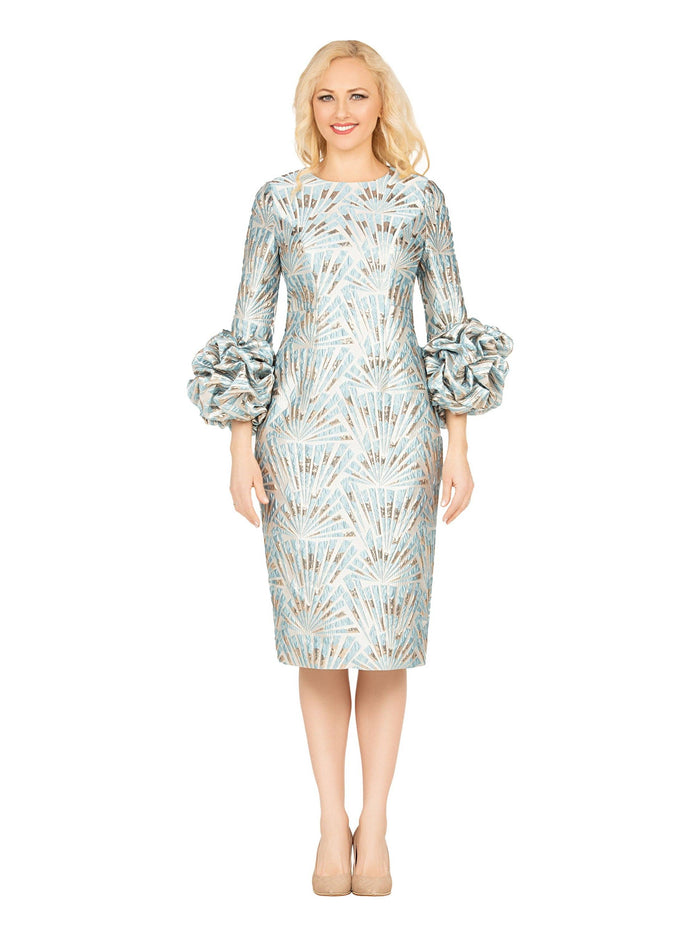 Brocade Shift Drs w/ Exaggerated Balloon Cuffs