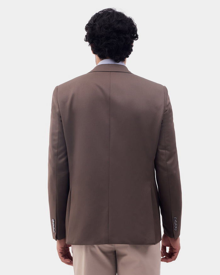 Brown Solid Blazer - Ferado