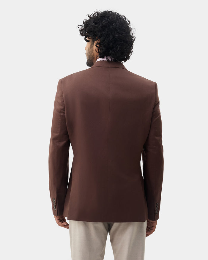 Brown Solid Blazer - Suzano