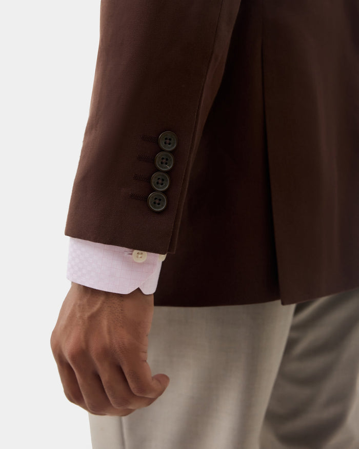 Brown Solid Blazer - Suzano
