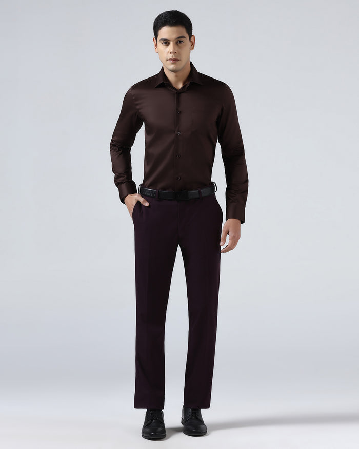 Brown Solid Shirt - Roger