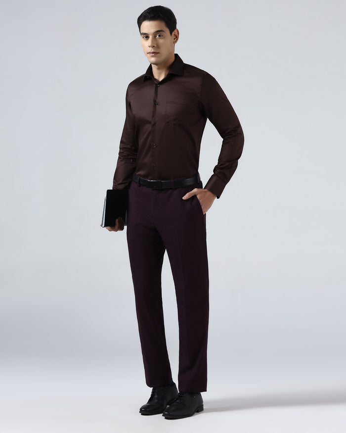 Brown Solid Shirt - Roger