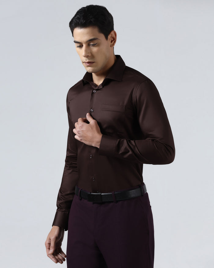 Brown Solid Shirt - Roger