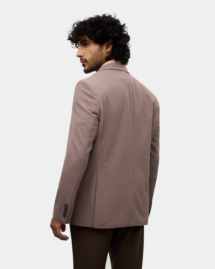 Brown Textured Blazer - Mit
