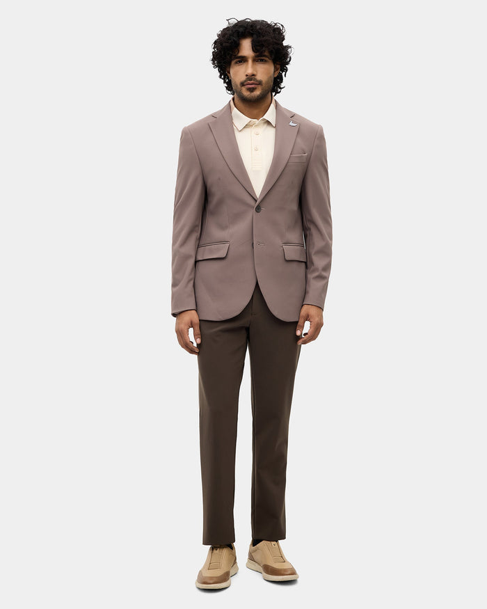 Brown Textured Blazer - Mit