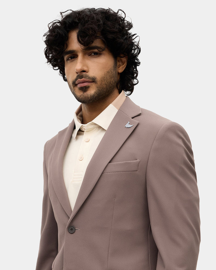 Brown Textured Blazer - Mit
