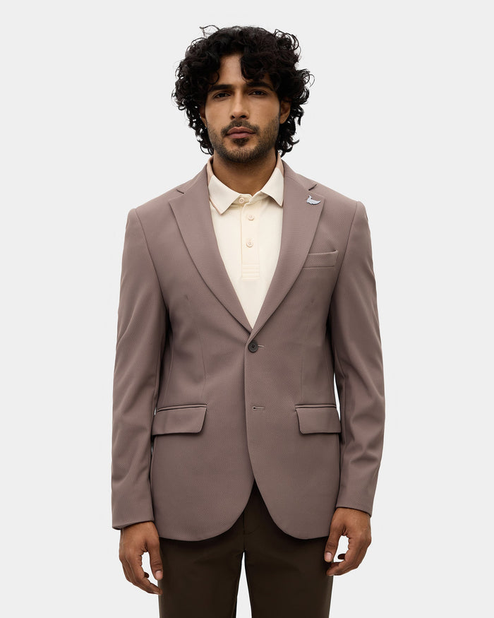 Brown Textured Blazer - Mit
