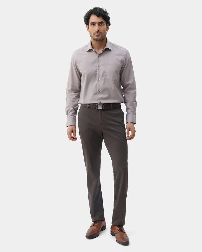 Brown Textured Trouser - Jay
