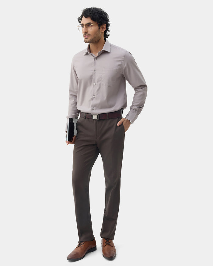 Brown Textured Trouser - Jay