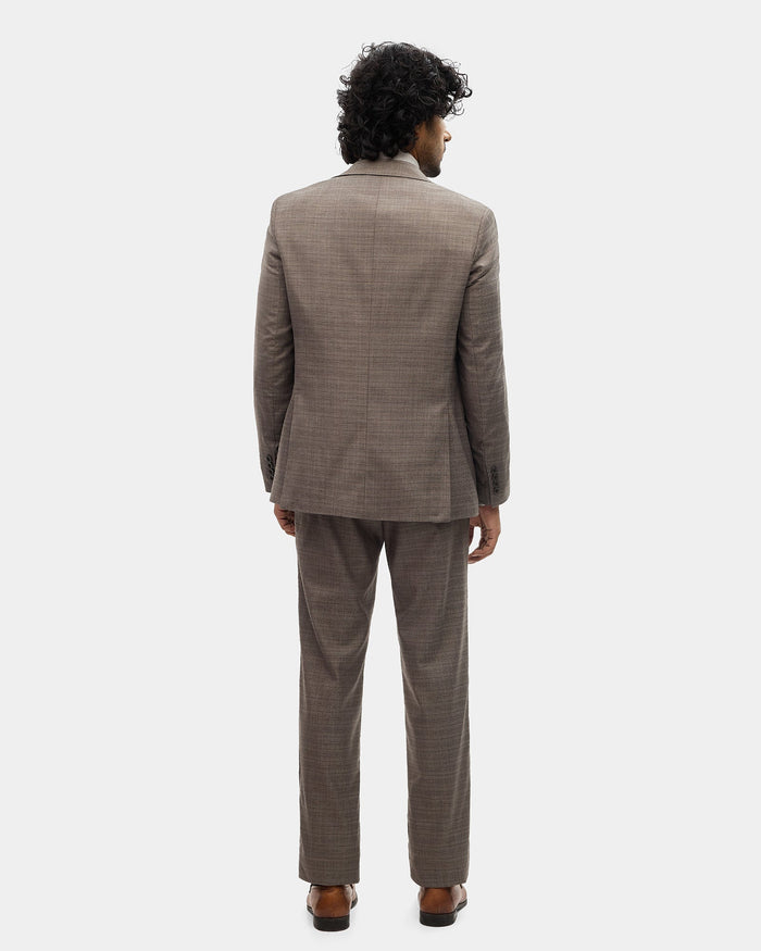 Brown Three Piece Check Suit - Celton