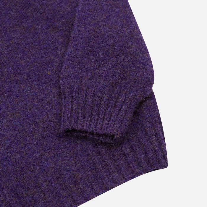 BRUSHED SHETLAND CREW KNIT SWEATER - IRIS PURPLE