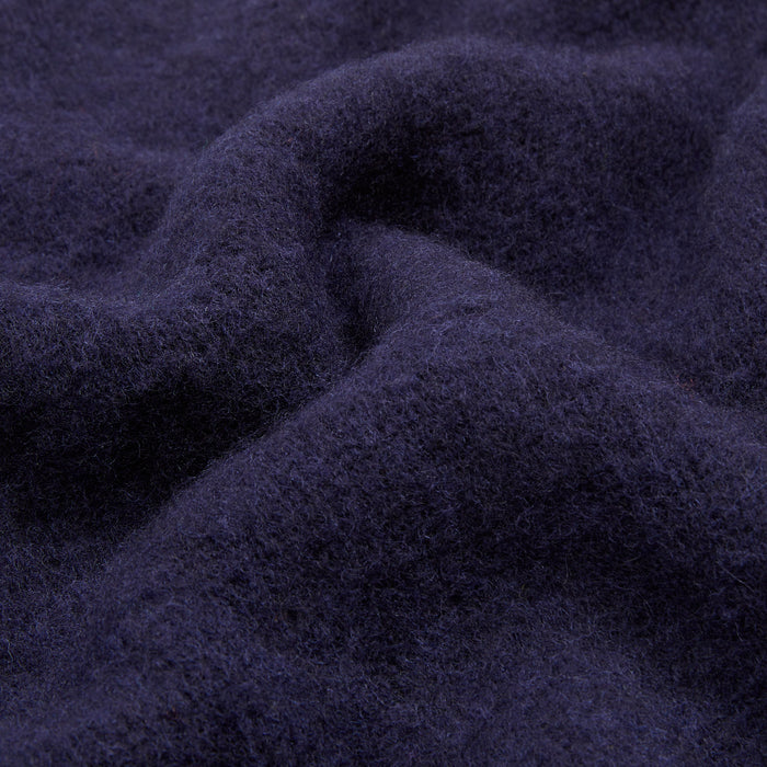 BRUSHED SHETLAND CREW KNIT SWEATER - NAVY