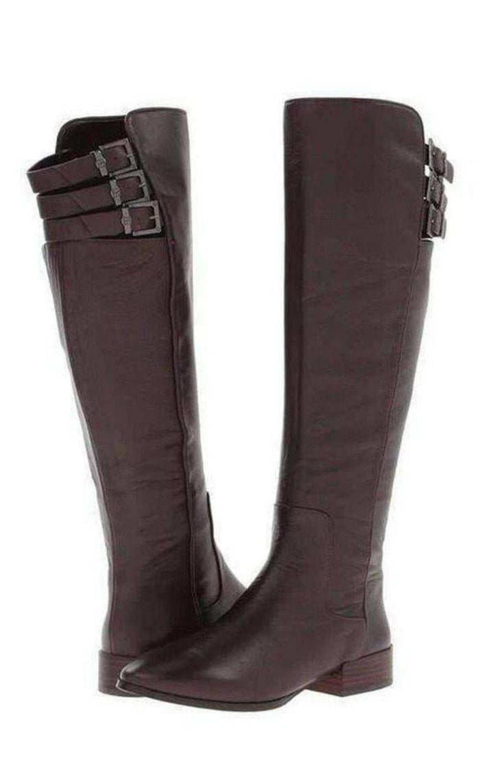 BCBGMAXAZRIA Central Brown Leather Riding Boots - Runway Catalog