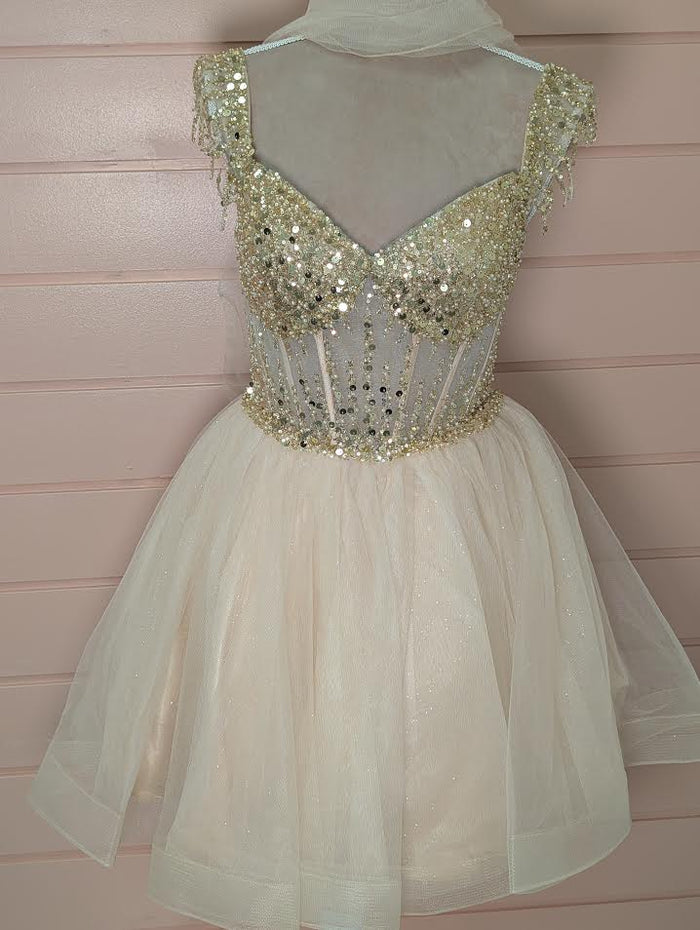 Champagn Fringe Off The Shoulder