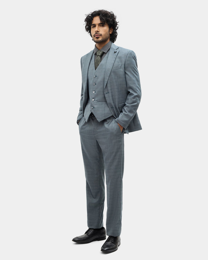 Charcoal Three Piece Check Suit - Celton