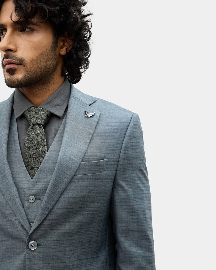 Charcoal Three Piece Check Suit - Celton