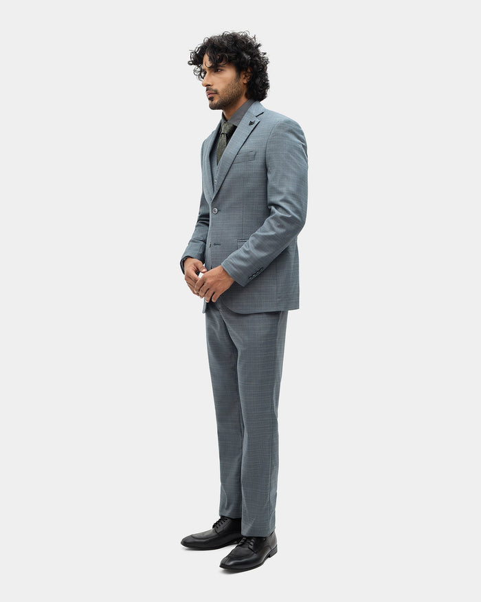 Charcoal Three Piece Check Suit - Celton