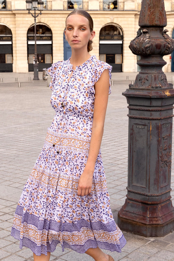 Cinched Flirty Midi- Cotswold Navy