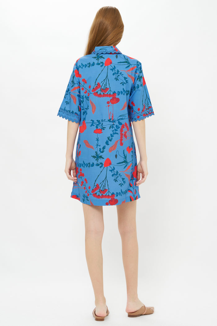 Collared Shirt Dress Mini- Bartram Blue