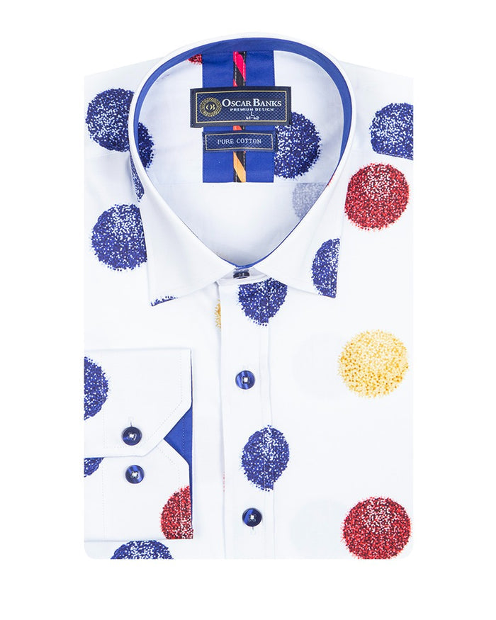 Colourful Balls Print Shirt with Matching Handkerchief-Makrom