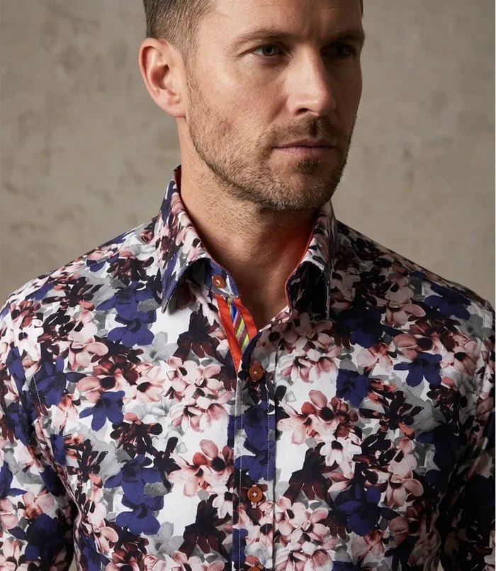 Colourful Daffodil Print Shirt with Matching Handkerchief