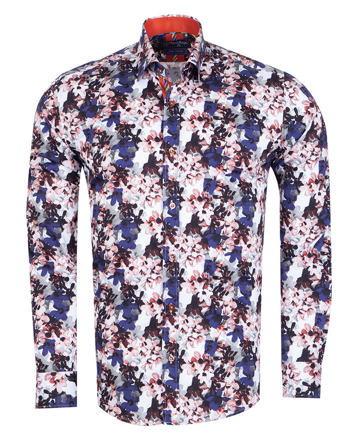 Colourful Daffodil Print Shirt with Matching Handkerchief-Makrom