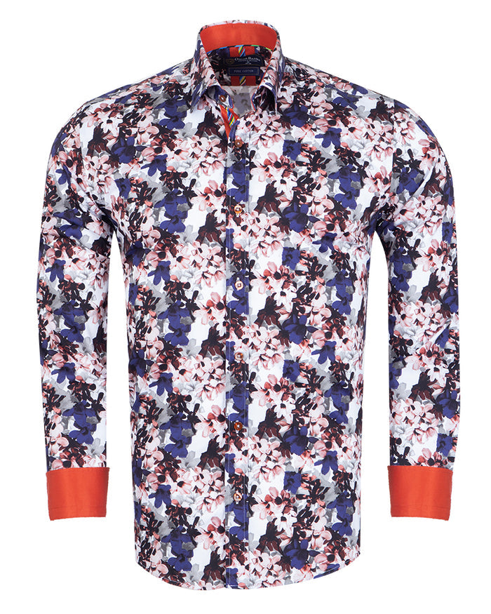 Colourful Daffodil Print Shirt with Matching Handkerchief-Makrom