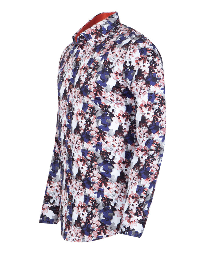Colourful Daffodil Print Shirt with Matching Handkerchief-Makrom