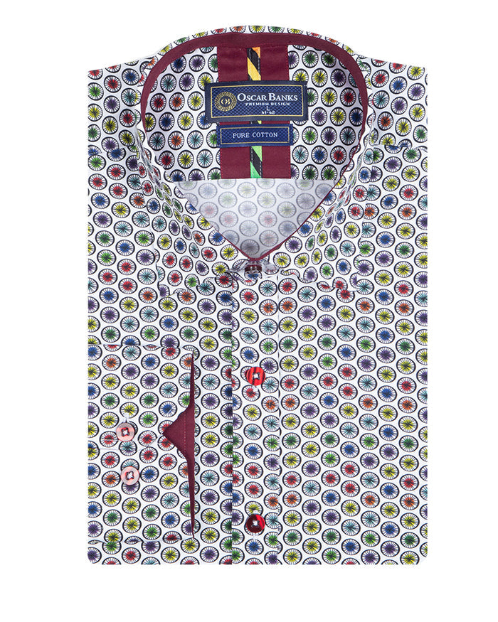 Colourful Dotted Print Shirt with Matching Handkerchief-Makrom