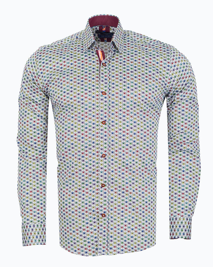 Colourful Dotted Print Shirt with Matching Handkerchief-Makrom