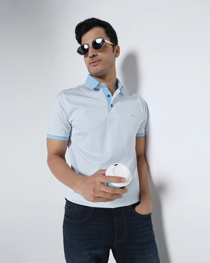 Cool Blue Printed Polo - Cross