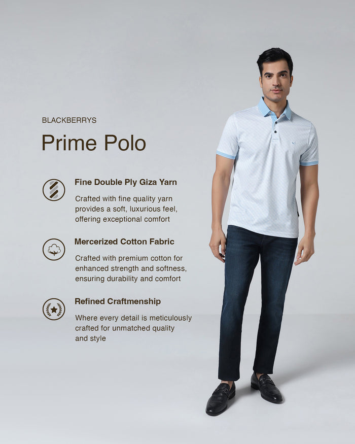 Cool Blue Printed Polo - Cross