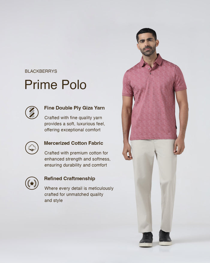Coral Pink Printed Polo - Live