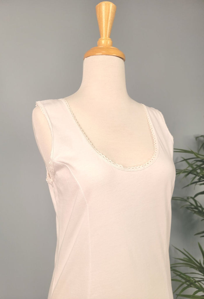 Full length white cotton slip.