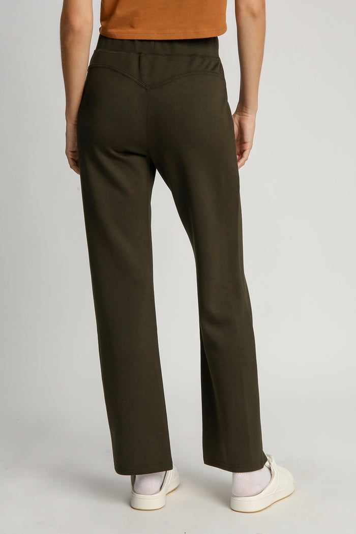 Umgee Espresso scuba knit drawstring elastic waist pants