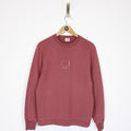CP Company Burgundy Diagonal Fleece Cotton Sweatshirt Jumper
