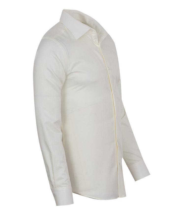 Cream Twill Classic Single Cuff Shirt-Makrom