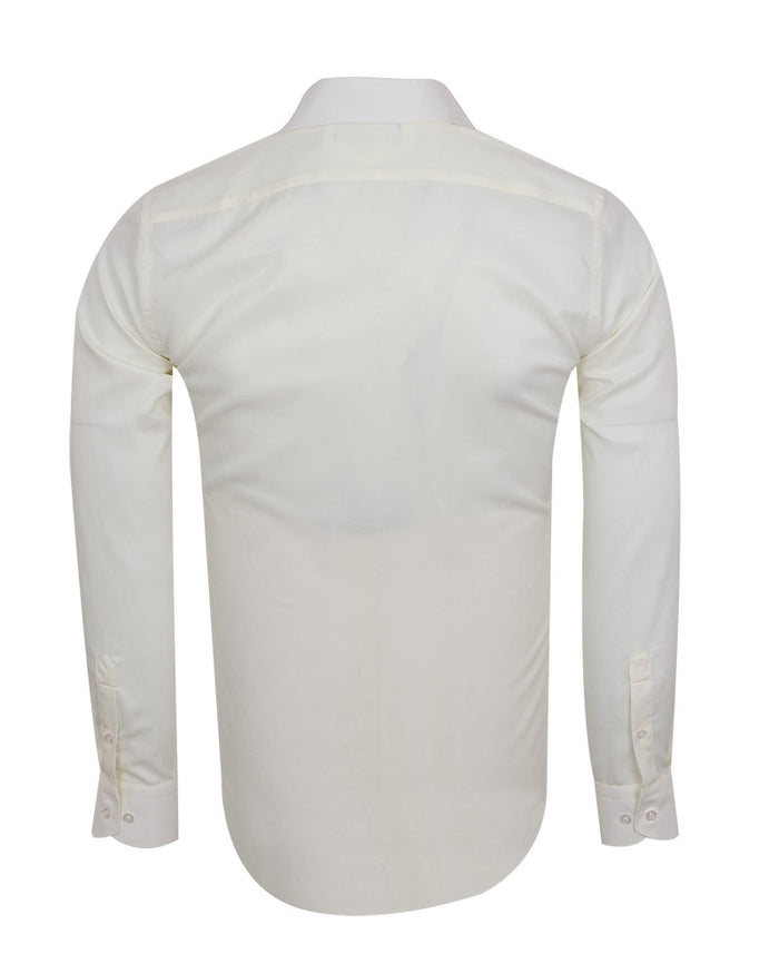 Cream Twill Classic Single Cuff Shirt-Makrom