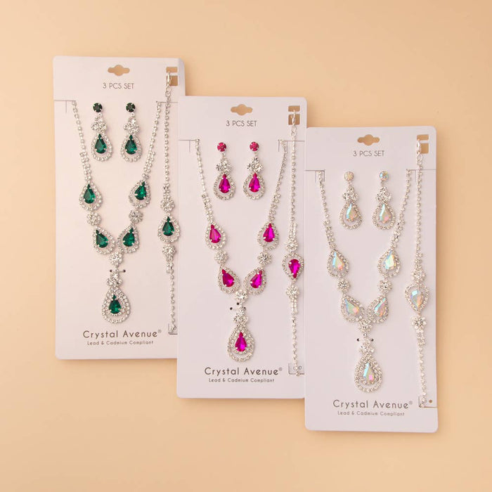 Crystal Embellished Necklace, Earring and Bracelet 3 Pc Set