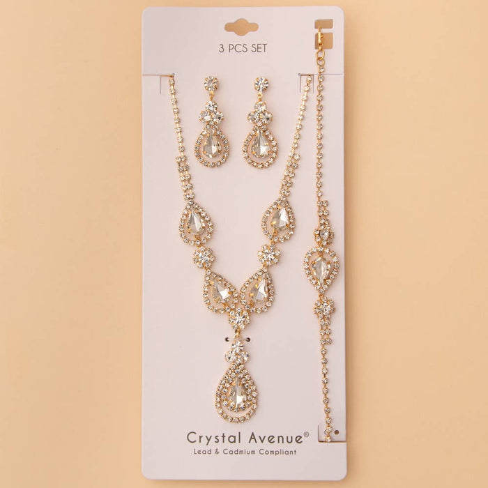 Crystal Embellished Necklace, Earring and Bracelet 3 Pc Set
