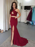 Custom Made 2 Pieces Mermaid Prom Dresses, 2 Pieces Burgundy/Blue Formal Graduation Evening Dresses