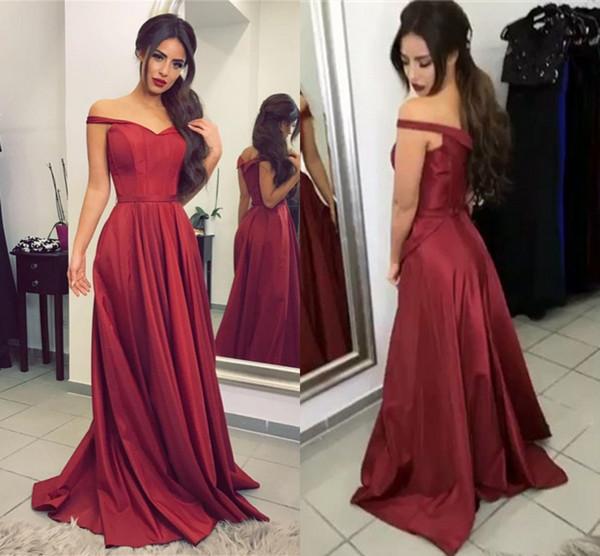 Custom Made A Line Off Shoulder Burgundy Prom Dresses, Off Shoulder Burgundy Formal Dresses