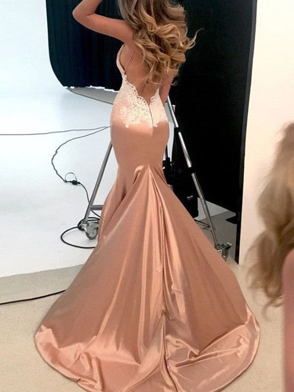 Custom Made Champagne Mermaid Lace Prom Dresses, Champagne Lace Formal Graduation Dresses, Mermaid Evening Dresses