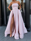 Custom Made Floor Length Prom Dress with Leg Slit, Long Formal Evening Graduation Dresses