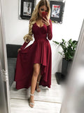 Custom Made Long Sleeves Burgundy/Navy Blue/Black Lace Prom Dresses, Long Sleeves Lace Graduation Evening Dresses